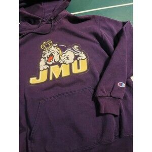 James Madison University JMU Dukes Champion Hoodie Sweatshirt MEDIUM Purple NCAA